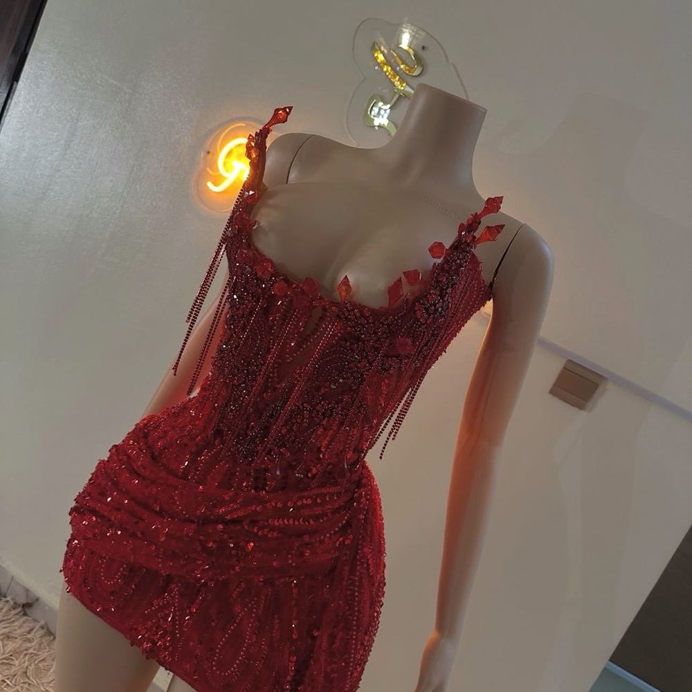 Elegant Red Sequin Dress